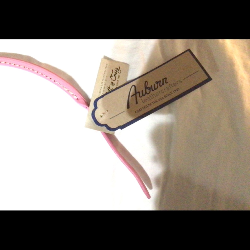 Pink rolled leather dog collar, NWT 9-12”